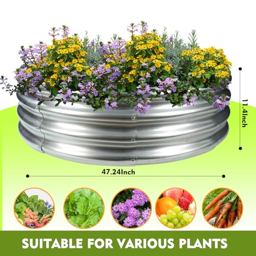47" Silver Round Steel Fire Pit & Garden Bed