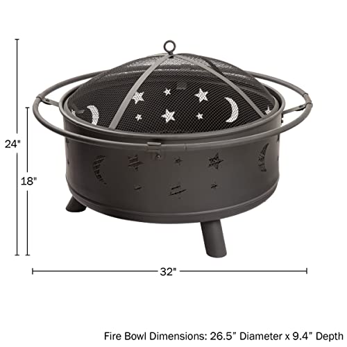 32-Inch Outdoor Wood Burning Fire Pit with Cover