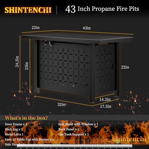 Shintenchi 43" Outdoor Propane Fire Pit Table