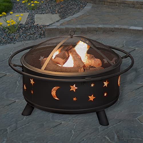 32-Inch Outdoor Wood Burning Fire Pit with Cover