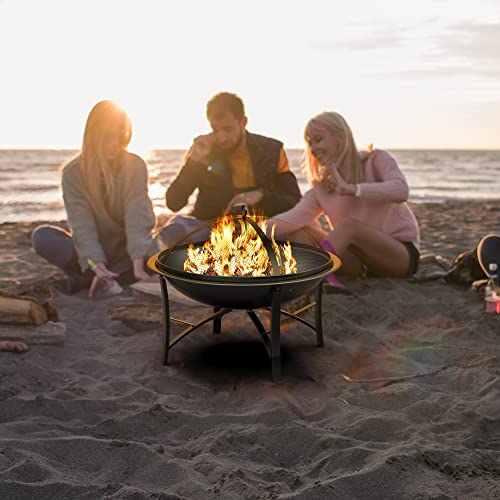 Outdoor Wood Burning Fire Pit with Screen Cover