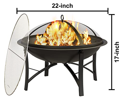 Outdoor Wood Burning Fire Pit with Screen Cover