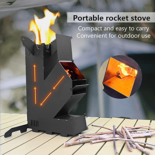 Portable Mini Wood Rocket Stove for Outdoor Cooking