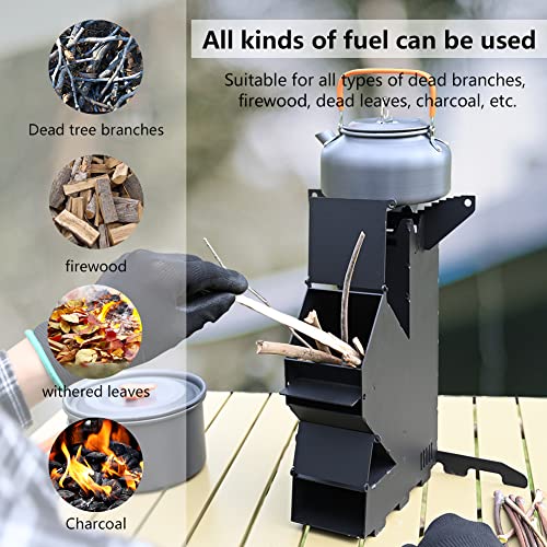 Portable Mini Wood Rocket Stove for Outdoor Cooking