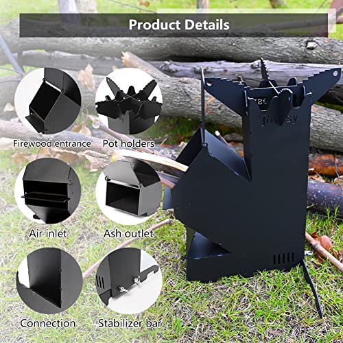 Portable Mini Wood Rocket Stove for Outdoor Cooking