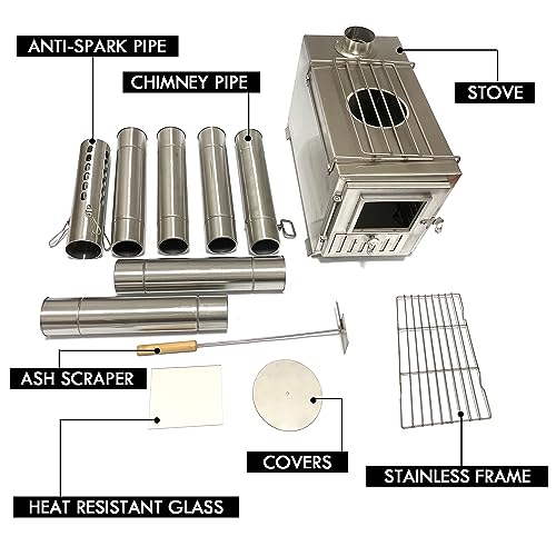 Portable Wood Burning Camping Stove with Chimney