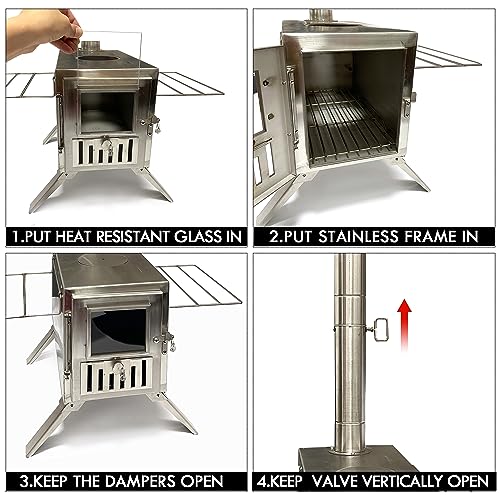 Portable Wood Burning Camping Stove with Chimney