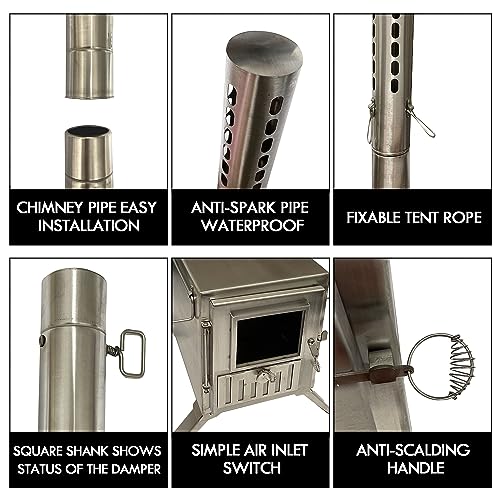 Portable Wood Burning Camping Stove with Chimney