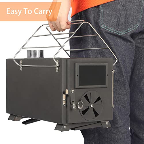 Portable Camping Wood Stove with 7 Pipes