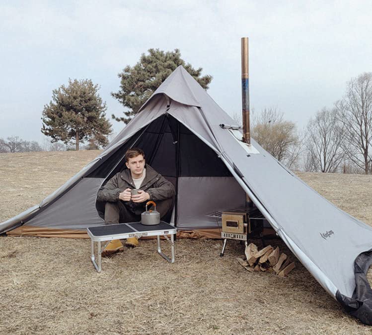 Portable Camping Wood Stove with 7 Pipes