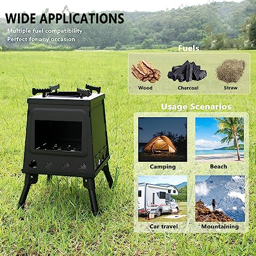 Portable Wood Burning Camp Stove with Carry Bag