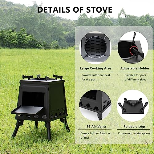 Portable Wood Burning Camp Stove with Carry Bag