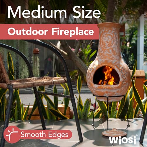 Medium Yellow Terracotta Outdoor Chiminea Fireplace