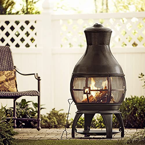 BALI OUTDOORS Round Wood Burning Chimenea Fire Pit