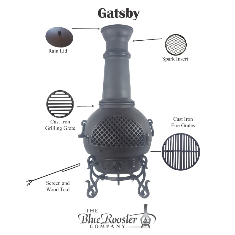 Blue Rooster Gatsby Charcoal Cast Aluminum Chiminea