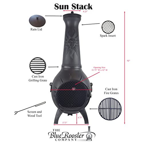 Blue Rooster Sun Stack Outdoor Wood Burning Chiminea