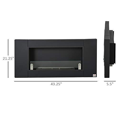 HOMCOM Black Wall-Mounted Ethanol Fireplace, 43.25