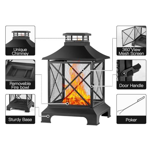 EcoNook 42" Metal Wood Burning Chiminea Fire Pit