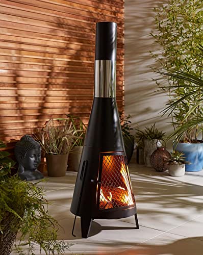 Tall Outdoor Wood Burning Chiminea Fire Pit