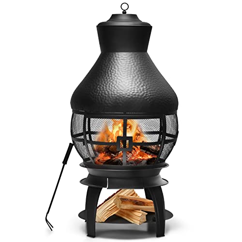 Giantex Heavy Duty Wood Burning Chiminea Fireplace