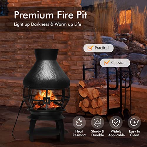 Giantex Heavy Duty Wood Burning Chiminea Fireplace