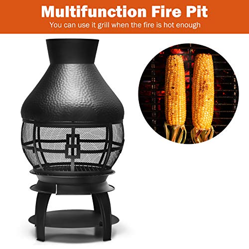 Giantex Heavy Duty Wood Burning Chiminea Fireplace