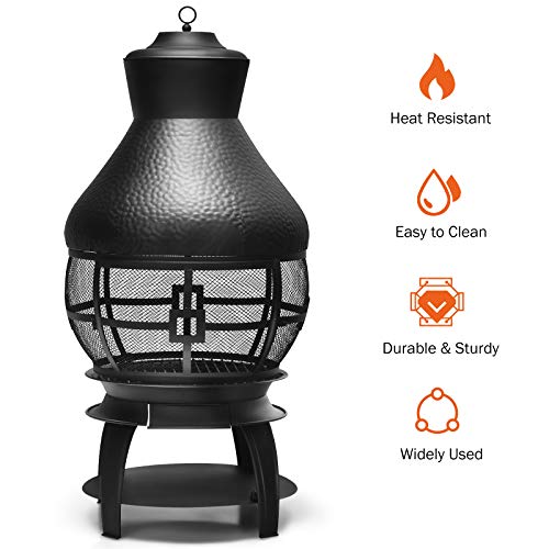 Giantex Heavy Duty Wood Burning Chiminea Fireplace