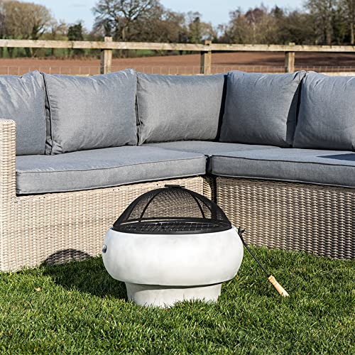Light Gray Concrete Round Charcoal & Wood Fire Pit