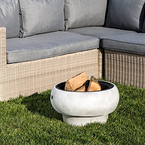 Light Gray Concrete Round Charcoal & Wood Fire Pit