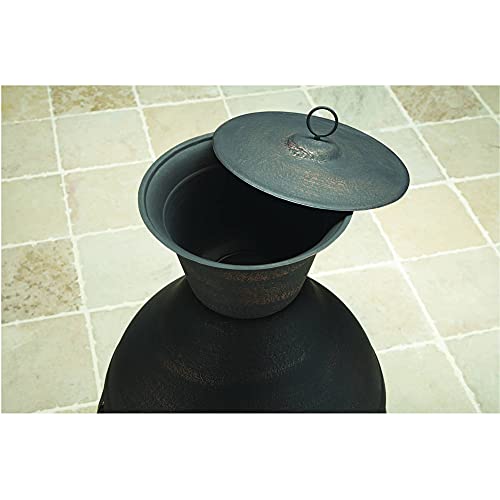 Small Antique Bronze Chiminea Outdoor Fireplace with Cover