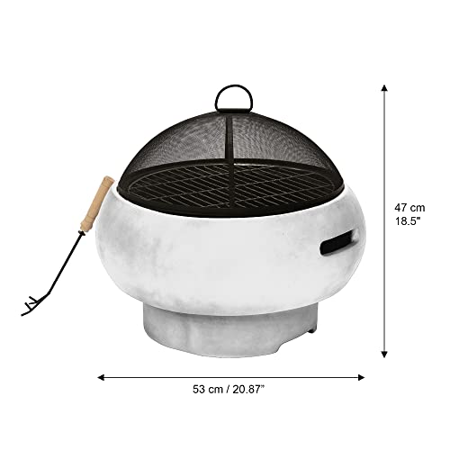 Light Gray Concrete Round Charcoal & Wood Fire Pit