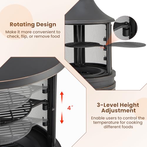 Giantex 30" Outdoor Fire Pit & Grill Combo