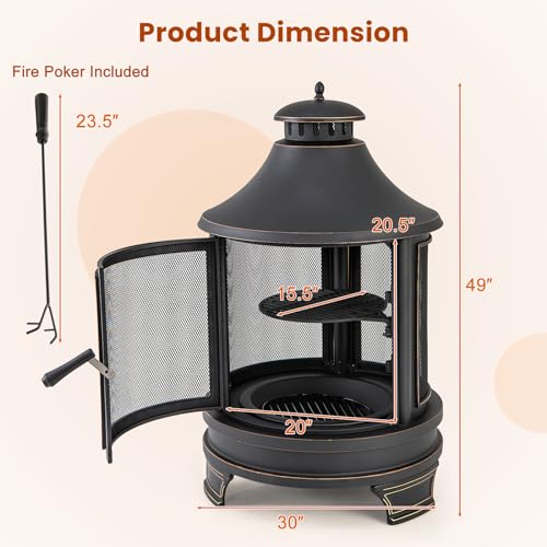 Giantex 30" Outdoor Fire Pit & Grill Combo