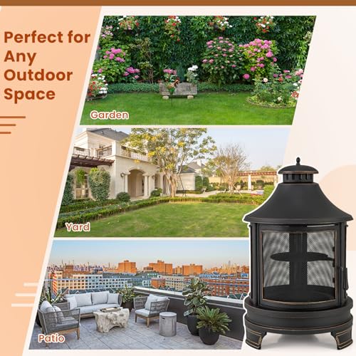 Giantex 30" Outdoor Fire Pit & Grill Combo