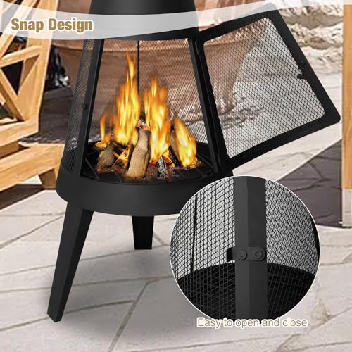 Clarfey Outdoor Metal Wood Burning Chiminea Fire Pit