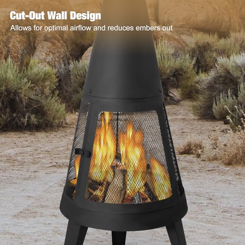 Clarfey Outdoor Metal Wood Burning Chiminea Fire Pit