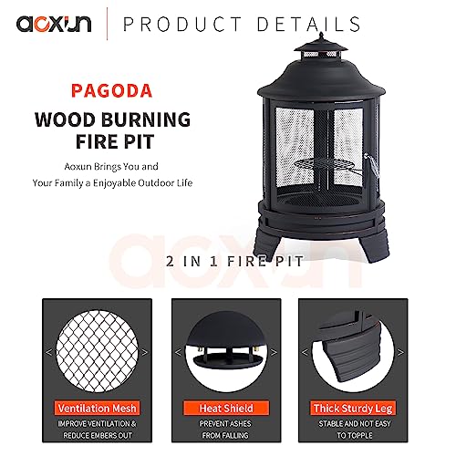 Aoxun 2-in-1 Outdoor Fire Pit Chiminea