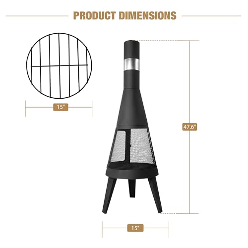 Clarfey Outdoor Metal Wood Burning Chiminea Fire Pit