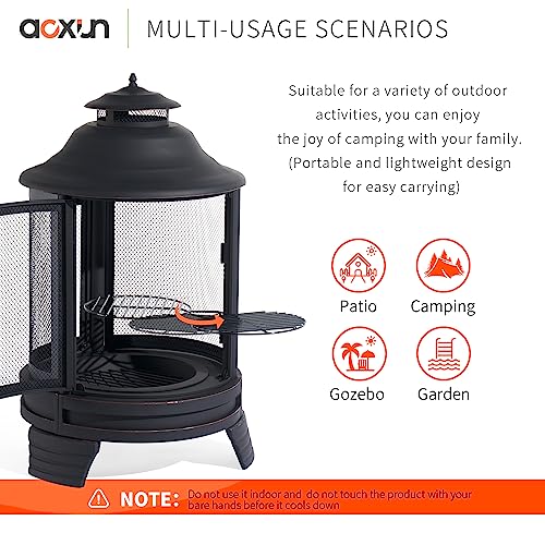 Aoxun 2-in-1 Outdoor Fire Pit Chiminea