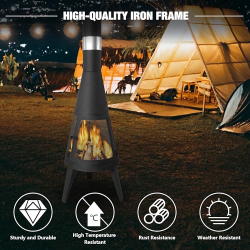 Clarfey Outdoor Metal Wood Burning Chiminea Fire Pit