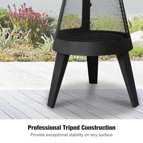 Clarfey Outdoor Metal Wood Burning Chiminea Fire Pit