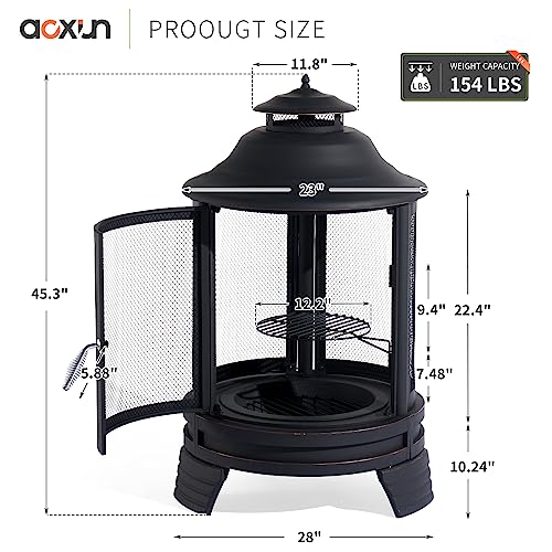 Aoxun 2-in-1 Outdoor Fire Pit Chiminea