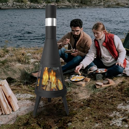 Clarfey Outdoor Metal Wood Burning Chiminea Fire Pit