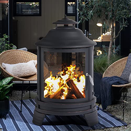 Aoxun 2-in-1 Outdoor Fire Pit Chiminea