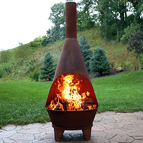 Rustic 6-Foot Mexican-Style Steel Chiminea