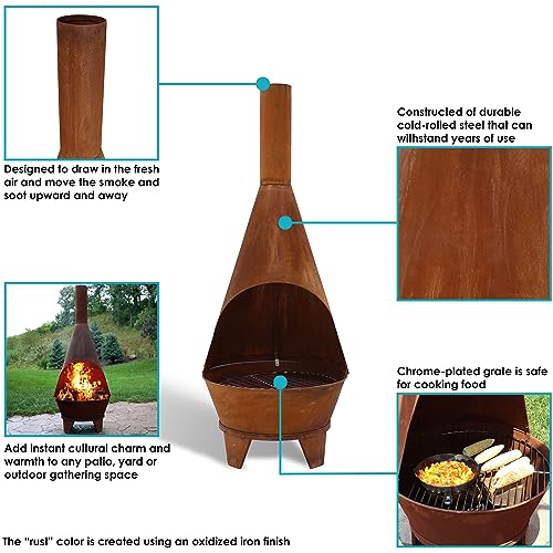Rustic 6-Foot Mexican-Style Steel Chiminea