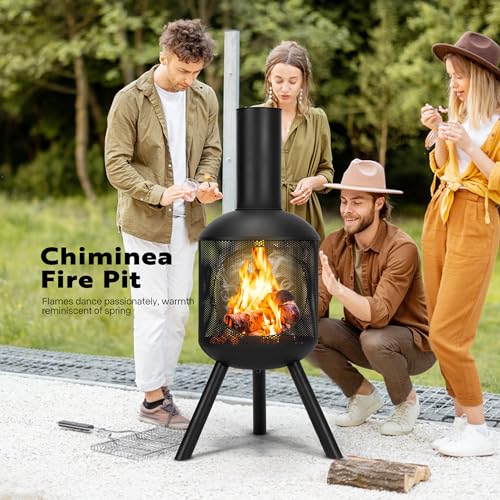 VIVOHOME 46" Outdoor Steel Wood Burning Chiminea