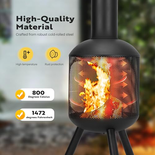 VIVOHOME 46" Outdoor Steel Wood Burning Chiminea