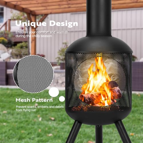 VIVOHOME 46" Outdoor Steel Wood Burning Chiminea