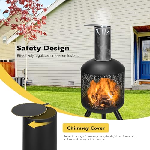 VIVOHOME 46" Outdoor Steel Wood Burning Chiminea